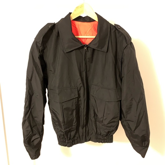 Black & Fluorescent Orange two-sided Bomber Jacket - Picture 1 of 6